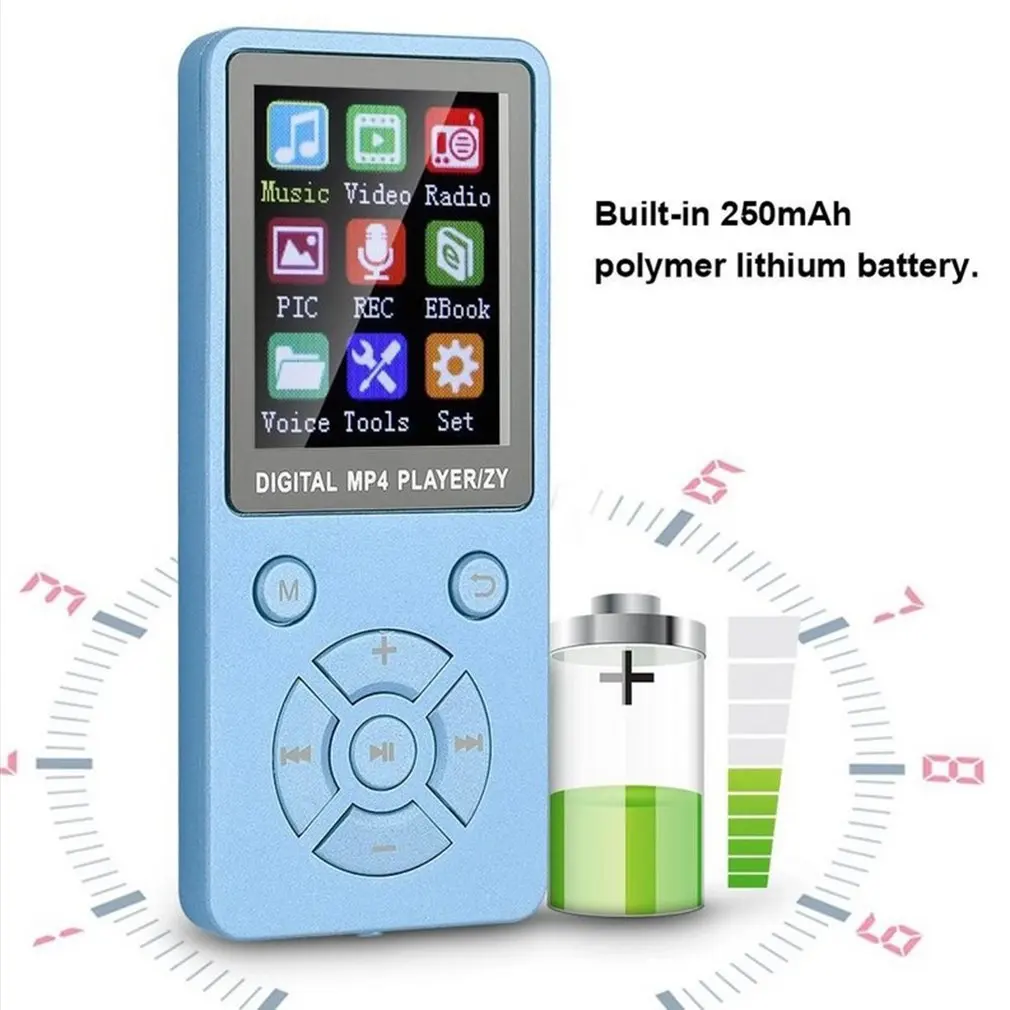 T1 Wireless Lightweight MP3 MP4 Music Player With Screen Ultra-thin Portable Mini Adjustable Modes Button Type |