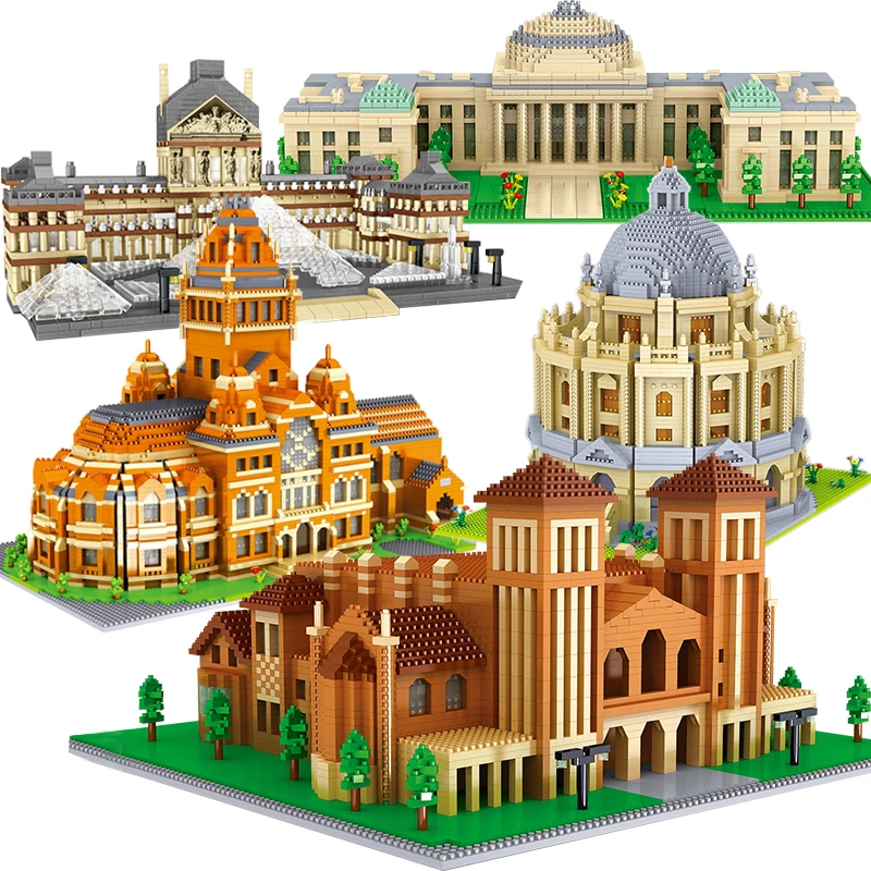 

Diamond City Architecture Taj Mahal Oxford University Castle Micro Building Blocks Big Ben Cambridge London Paris Louvre Toys