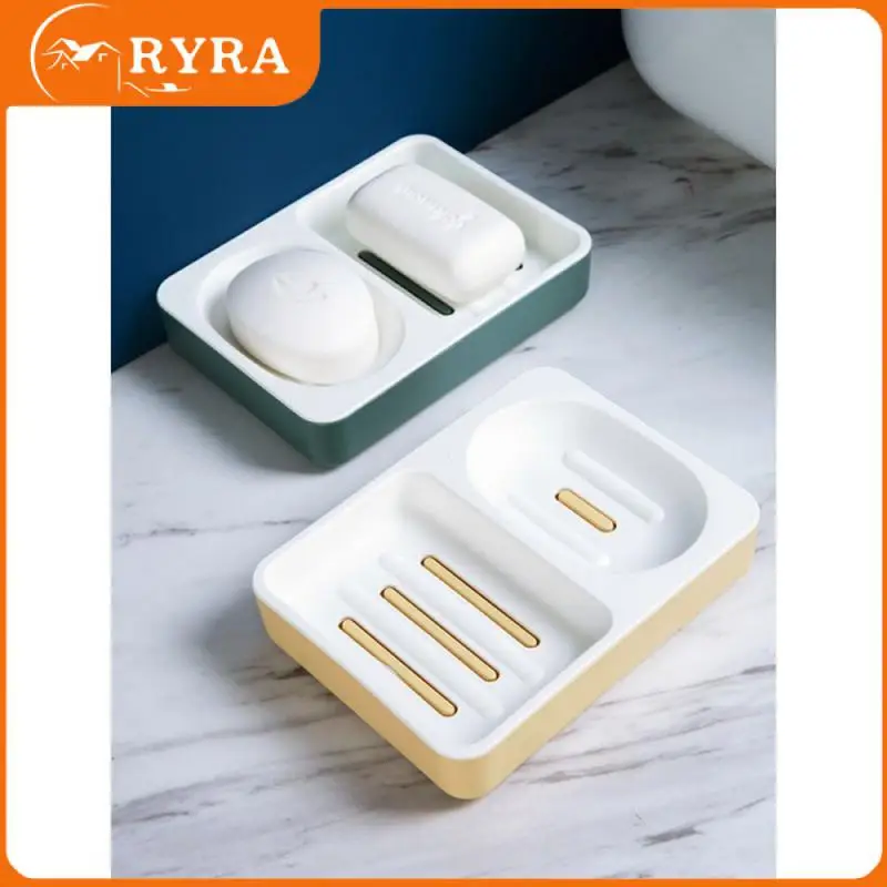 

Draining Soap Box Home Double Drain Soap Case Household Shelf Soap Rack Tray Soap Dish Tray Plastic Bathroom Accessories
