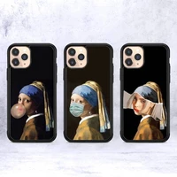 fhnblj girl with a pearl earring phone case silicone pctpu case for iphone 11 12 13 pro max 8 7 6 plus x se xr hard fundas