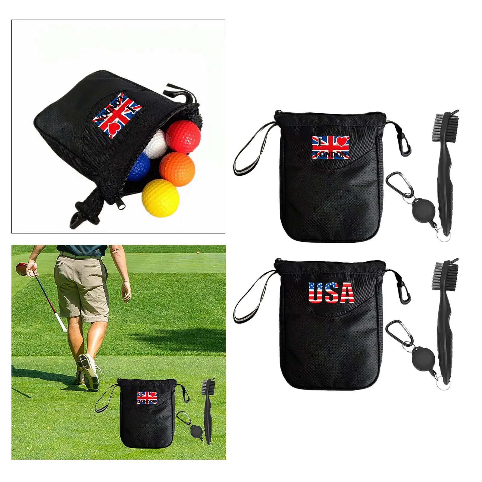 

Golf Ball Golf Tee Holder Pouch Weight Hook Portable Golf Ball Storage Bag
