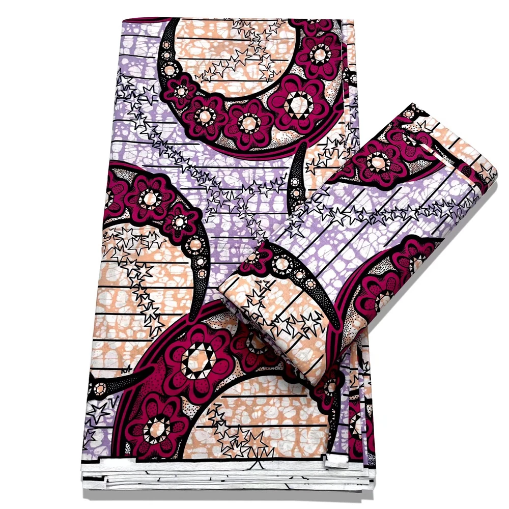 

100% Original Real Wax Ankara Fabric African Wax Fabric Ankara Block Prints Batik Dutch Fabric 6 Yards For Wedding Party VL-131