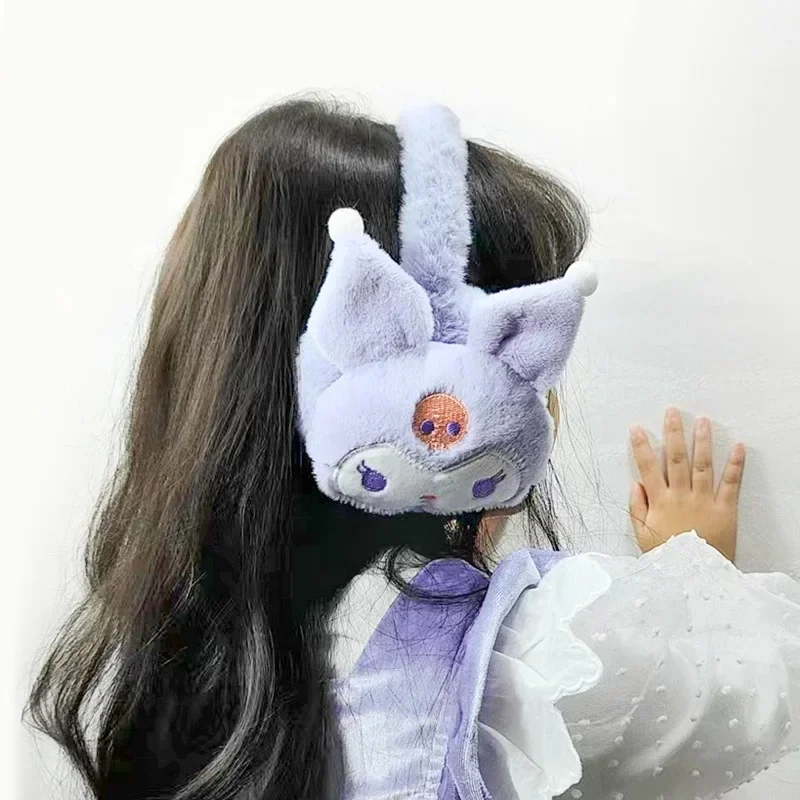 

Sanrio Cinnamoroll Kuromi Soft Stuffed Doll Ear Warmer Cinnamoroll Cute Plush Toys for Children Adult Winter Keep Warm Earmuffs