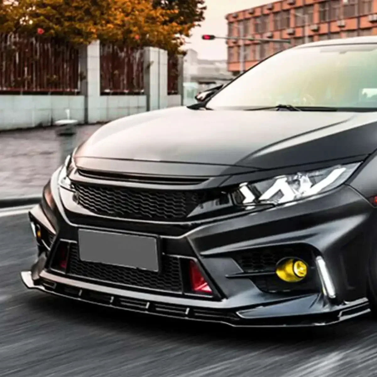 Сетчатые решетки для гриля глянцевые черные в спортивном стиле HONDA CIVIC 2016-18 10-го