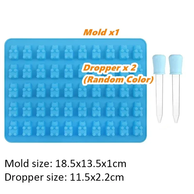 

Пищевая силиконовая форма для медведя, форма для желе, 50 полостей с капельницей, без BPA, с антипригарным покрытием, многоразовая для выпечки шоколадной помадки своими руками