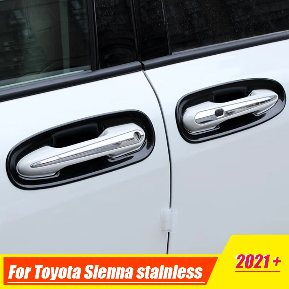 Купи For Toyota SIENNA 2021 2022 stainless steel Car door protector Handle Bowl Decoration Cover Trim Sticker Auto Accessories за 1,135 рублей в магазине AliExpress