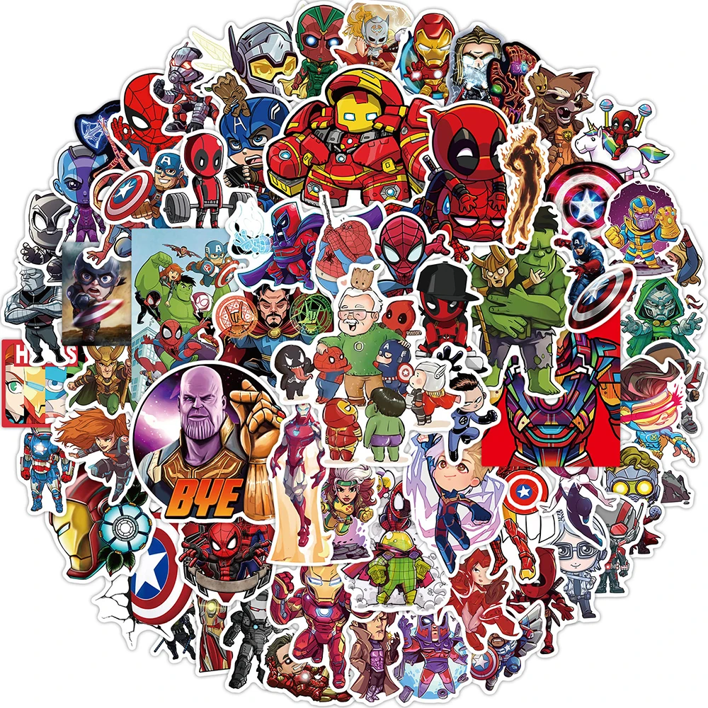 

10/30/65pcs Disney Marvel The Avengers Super Hero Stickers Decals DIY Motorcycle Phone Car PVC Cool Cartoon Sticker Kids Toys
