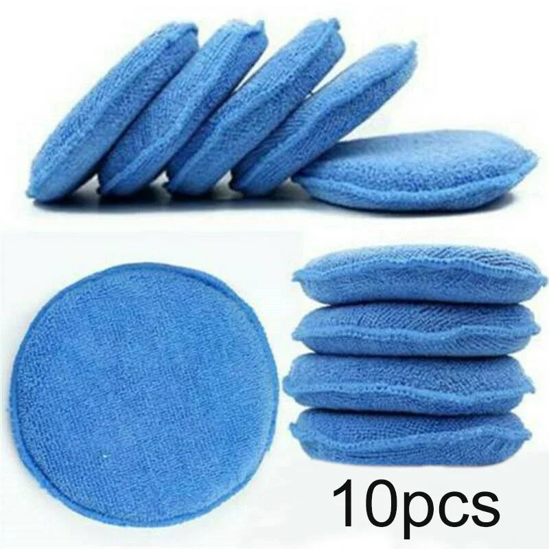 

Microfiber Polishing Pad Sponge 10pcs Waxing 125mm 5 Inch Blue Car Care