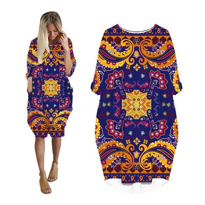 

midi dresses women floral print plus size long sleeve fashion punk woman clothes streetwear casual ladies clothing female dress
