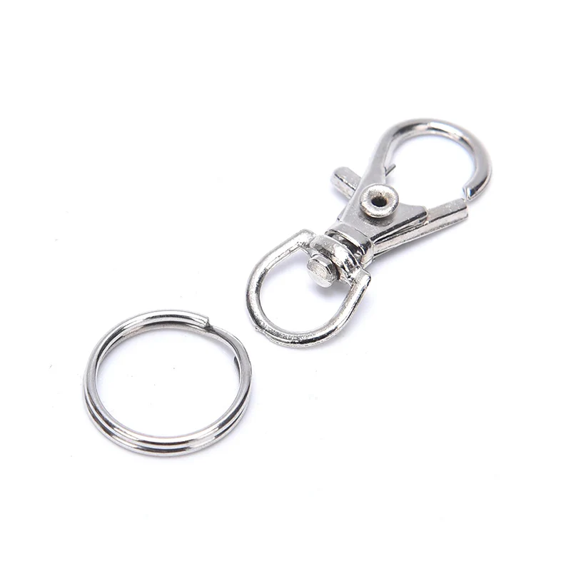 50Pcs Metal Swivel Lobster Clasps Clips Hook with Key Ring DIY Jewelry Craft images - 6