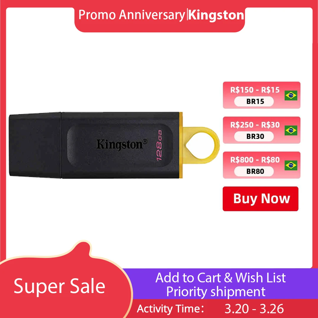 Kingston USB флеш-накопитель 16 ГБ 32 ГБ Флешка 64 Гб 128 ГБ u-диск USB 3,1 флеш-накопитель металлический флэш-накопитель