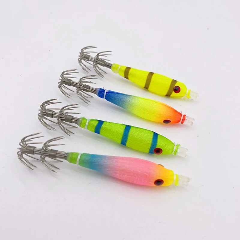 

2Pcs*7cm/4g Luminous UV Blowing Tube Octopus Jig Hook Wood Shrimp Bait Bazooka Squid Hook Cloth Roll Sea Fishing Explosion Hook