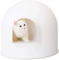 cat litter box with lid large with scooper cat litter pan snow house solide and durable easy to clean with non stick coating