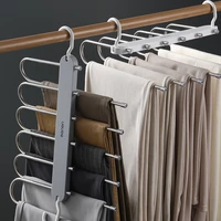 multi functional 6 in 1 pants hanger for clothes rack adjustable closet organizer trouser storage rack pants tie storage shelf