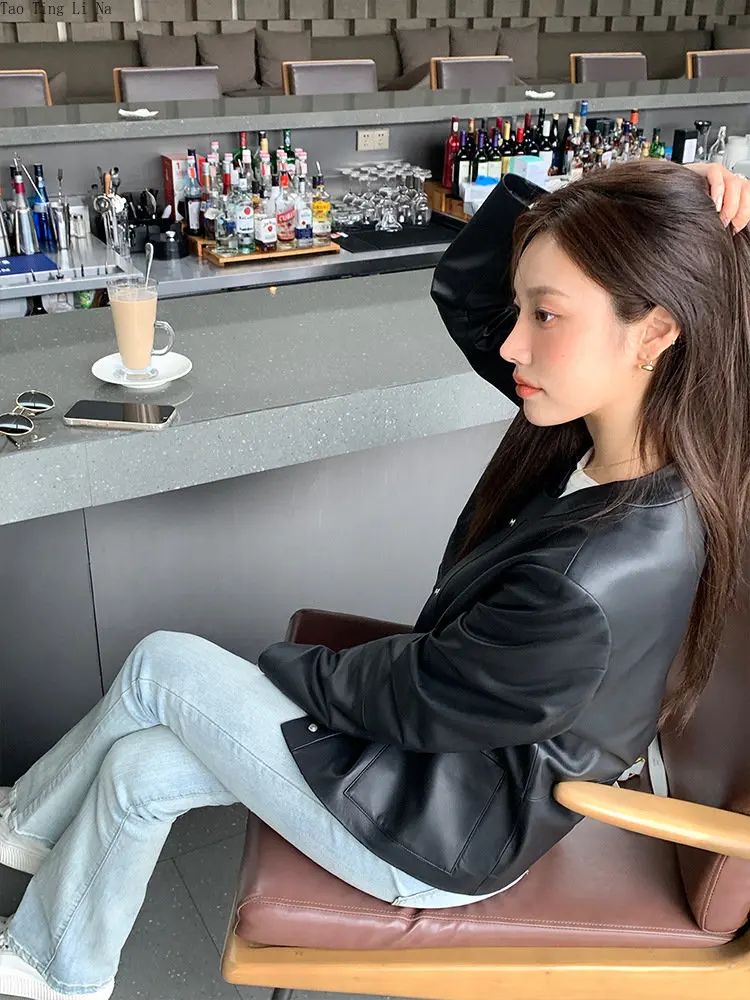 2023 Women Genuine Sheep Leather Coat Simple and Versatile Real Sheepskin Leather Jacket G11