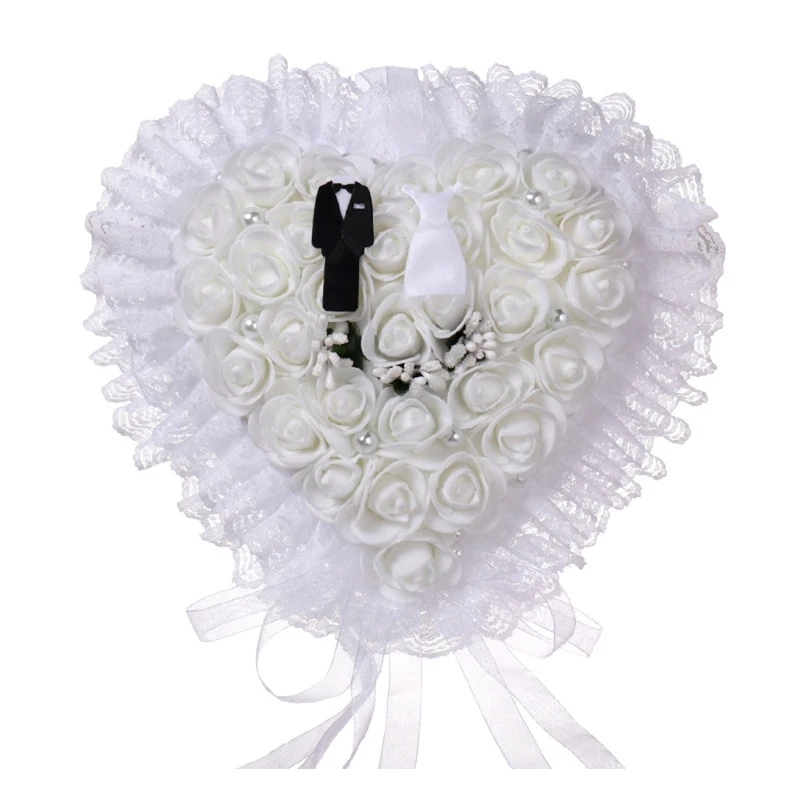 

European-style White Ring Pillow Wedding Bride and Groom Ring Pillow Support