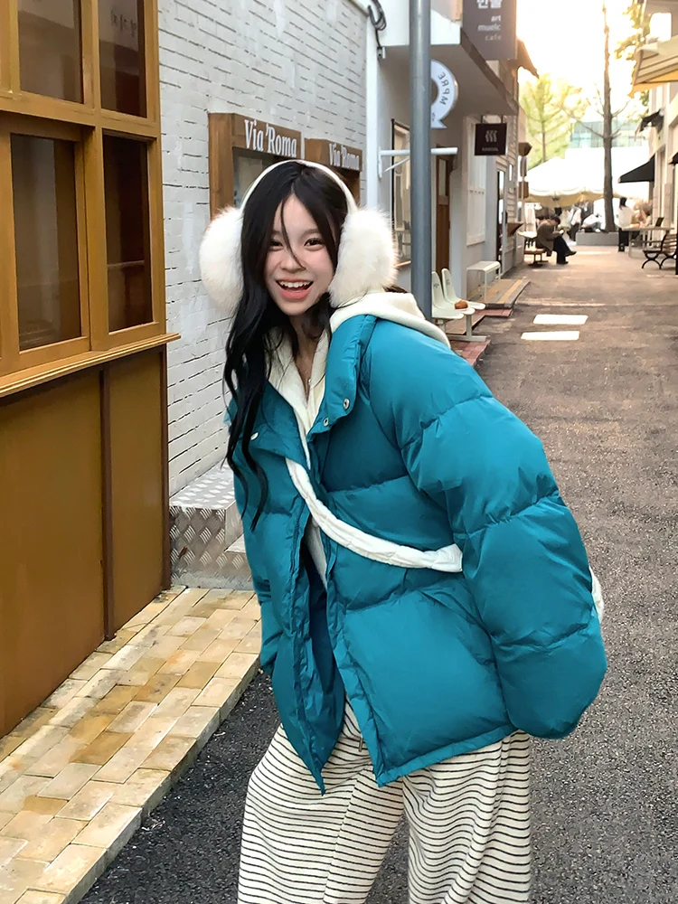 Adan White Lake Blue Bread Пуховик 2024 зимняя свободная толстая теплая 90 белая утиная пуховая