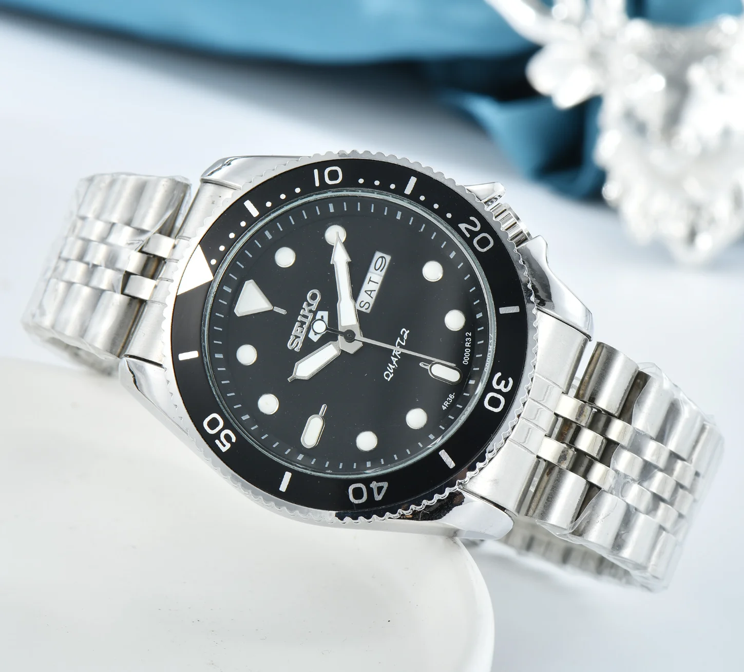 

Часы Seiko мужские кварцевые, роскошные брендовые модные спортивные водонепроницаемые наручные, с браслетом из нержавеющей стали, с изображе...