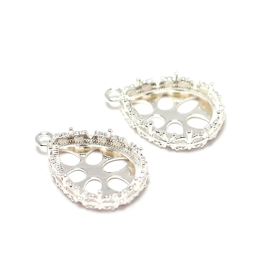 

4pcs Crown Necklace Pendant,Silver Plated Brass,18x12mm,Ovel Drop Earring Charms Jewelry Making