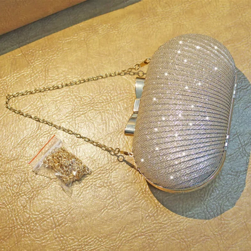 Fine new goose egg clutch bag cocktail dress dinner bag pleated bag party bag one shoulder bag cross-slung lady bag