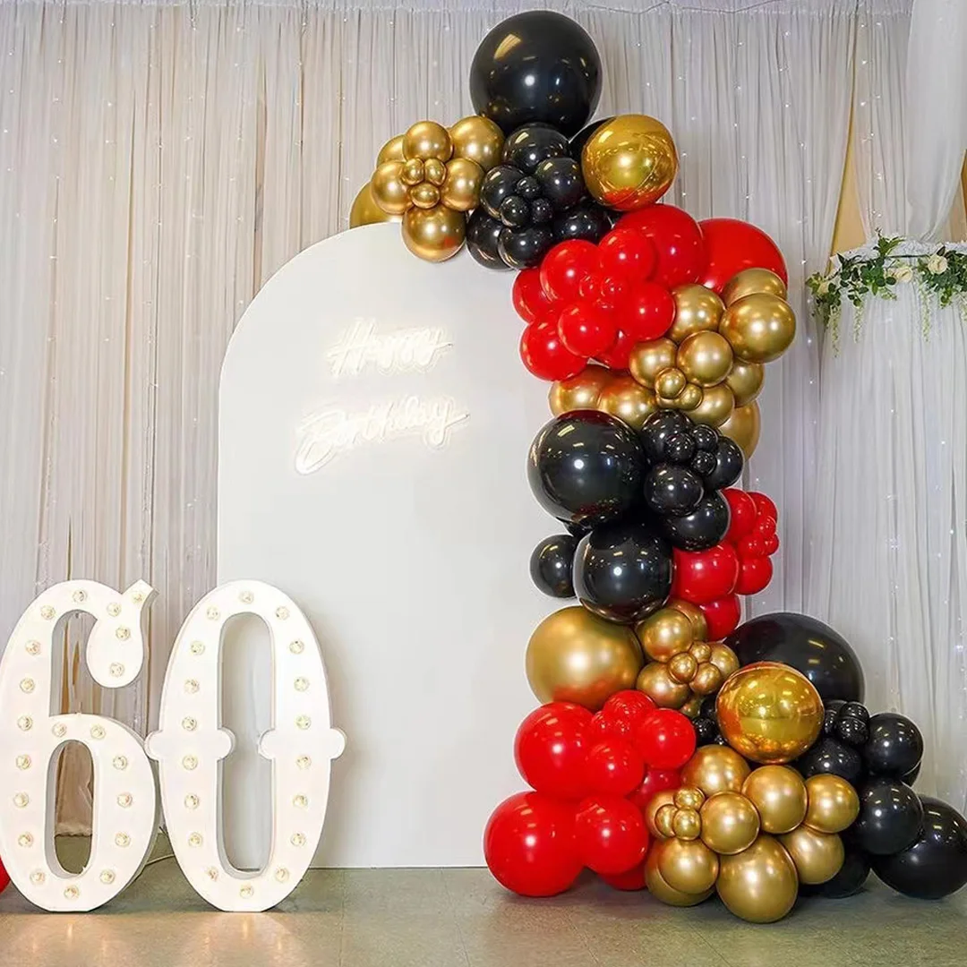 

121pcs/Set Red Black Chrome Gold Latex Balloon Garland Arch Kit Wedding Decorations Birthday Christmas Party Supplies Globos