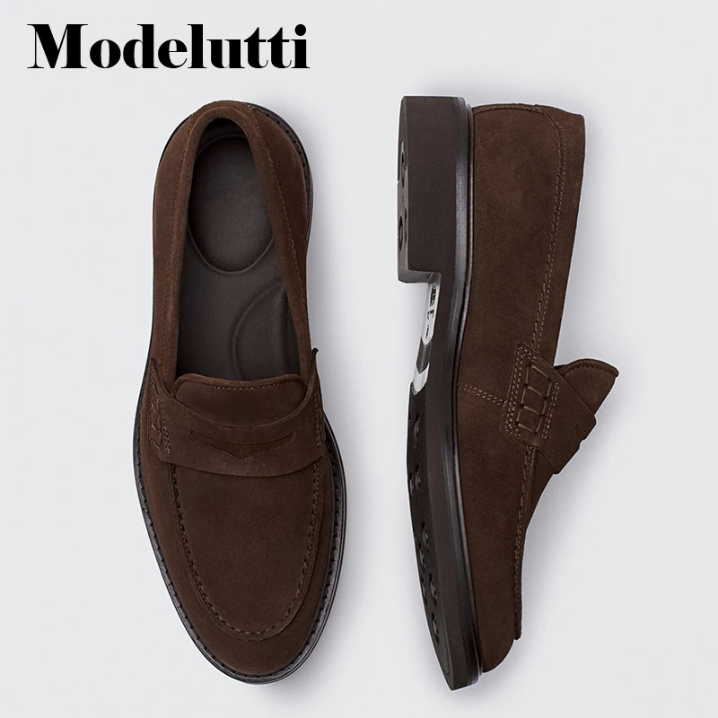 

Modelutti 2022 New Spring Summer Fashion Genuine Leather Flat Loafers Slip-on Shoes Solid Simple Man Casual Business Shoes Male