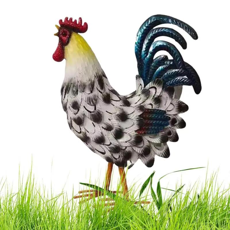 

Rooster Statue Garden Farmhouse Metal Chicken Sculpture Yard Decor Weatherproof Hen Figurine Outdoor Decoration Animal Ornaments