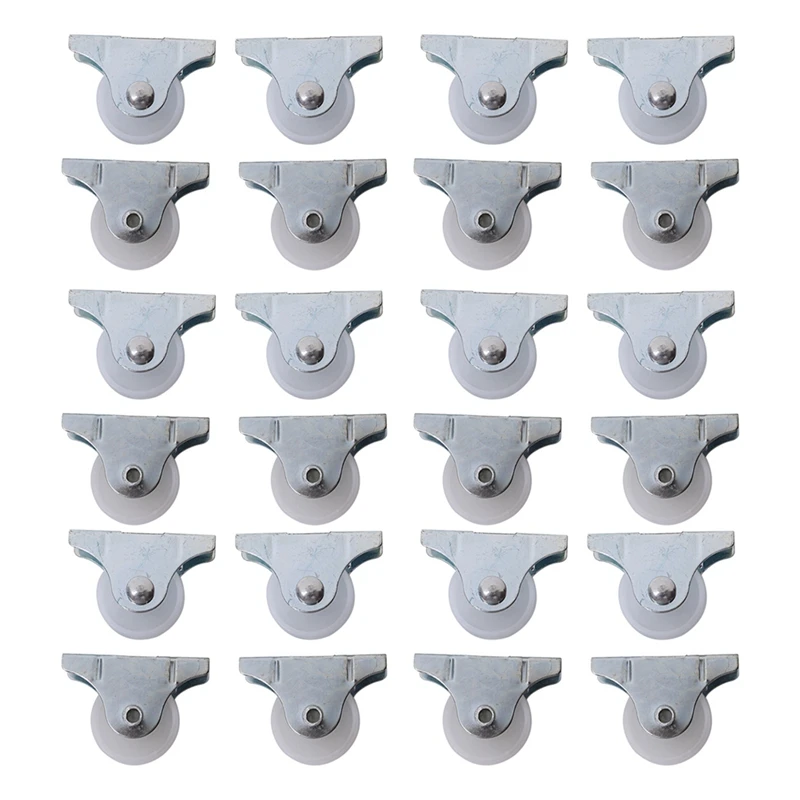 

JFBL Hot 24 Pcs White Plastic 25Mm Diameter Furniture Replacement Caster Wheel