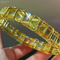 natural gold rutilated quartz bracelet titanium flower gold rectangle beads 10 5x6 4x4 6mm bracelet bangle aaaaaa