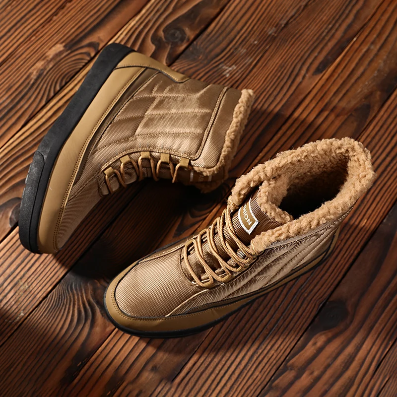 Unisex Winter Boots Warm Anti-skid Snow Boots Women Waterproof Outdoor Ankle Fur Hiking Shoes Lady Lace Up Sneakers