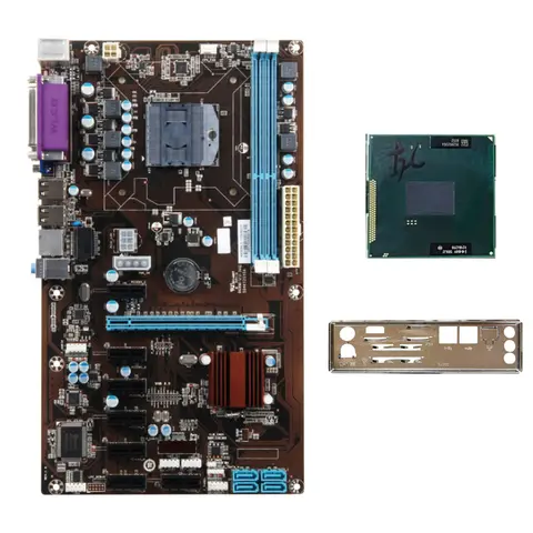 Материнская плата для майнинга BTC HM6X с процессором + перегородкой DDR3 Поддерживает 16 ГБ Слот для видеокарты 8XPCIE, материнскую плату с разъемом PGA988
