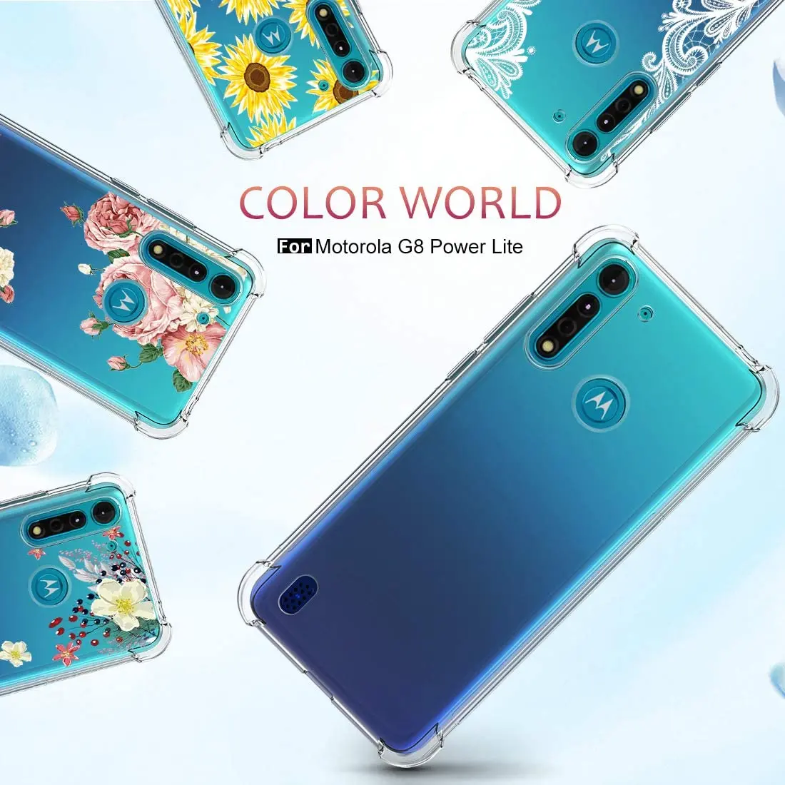 Motorola Moto G8 Power Lite Shockproof Clear Case, TPU Soft Transparent Crystal Flexible Cover for Moto G8 Play,G8 Power,G8 Plus
