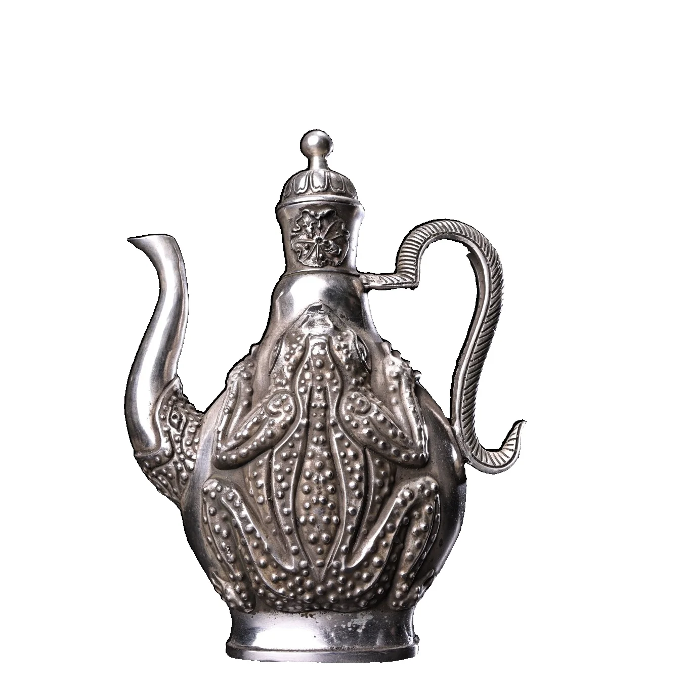 

LAOJUNLU сокровище Чистая медь Позолоченная серебряная Золотая жаба винный кувшин 20 см высотой Китайский традиционный стиль антиквариат Изобр...