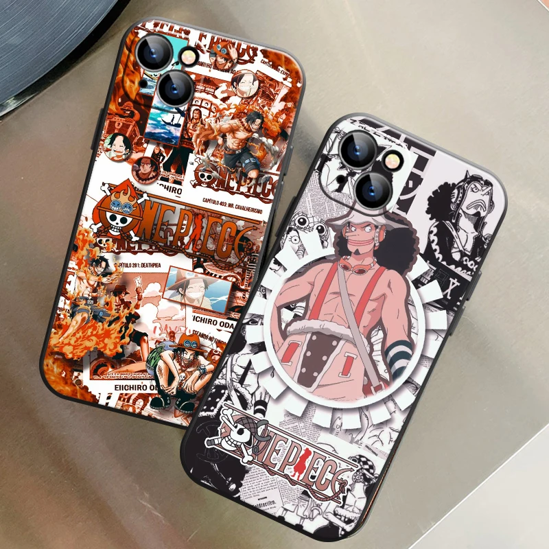 

Japan ONE PIECE Phone Case For Apple iPhone 13 12 11 Pro 12 13 Mini X XR XS Max SE 6 6s 7 8 Plus Silicone Cover Liquid Silicon