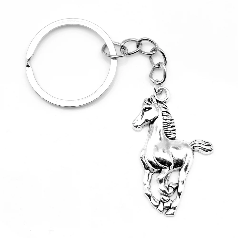 

1pcs Antique Silver Color 25x41mm Horse Keychain Handmade Jewerly Diy