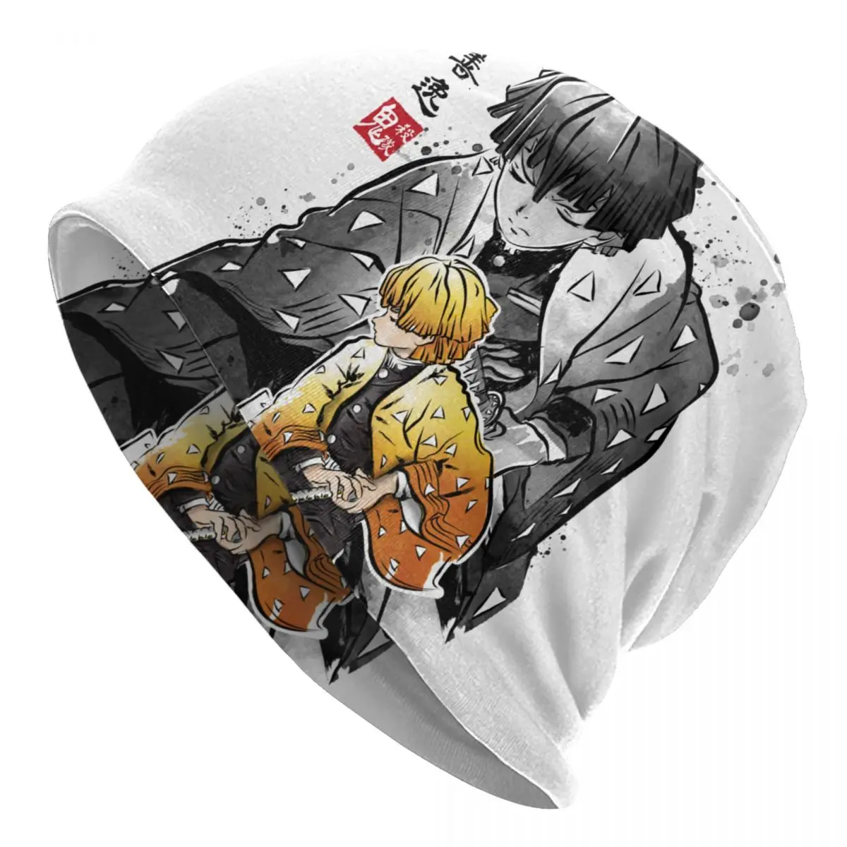 

Sumi-e Japanese Ink Painting Demon Slayer Zenitsu Agatsuma Beanie Merchandise Birthday Present Fashion Beanies