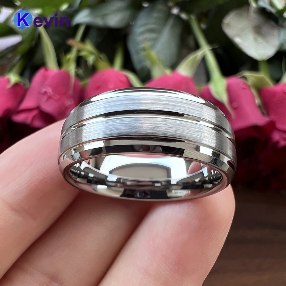 Классическое Обручальное кольцо 8 мм для мужчин и женщин вольфрамовое со