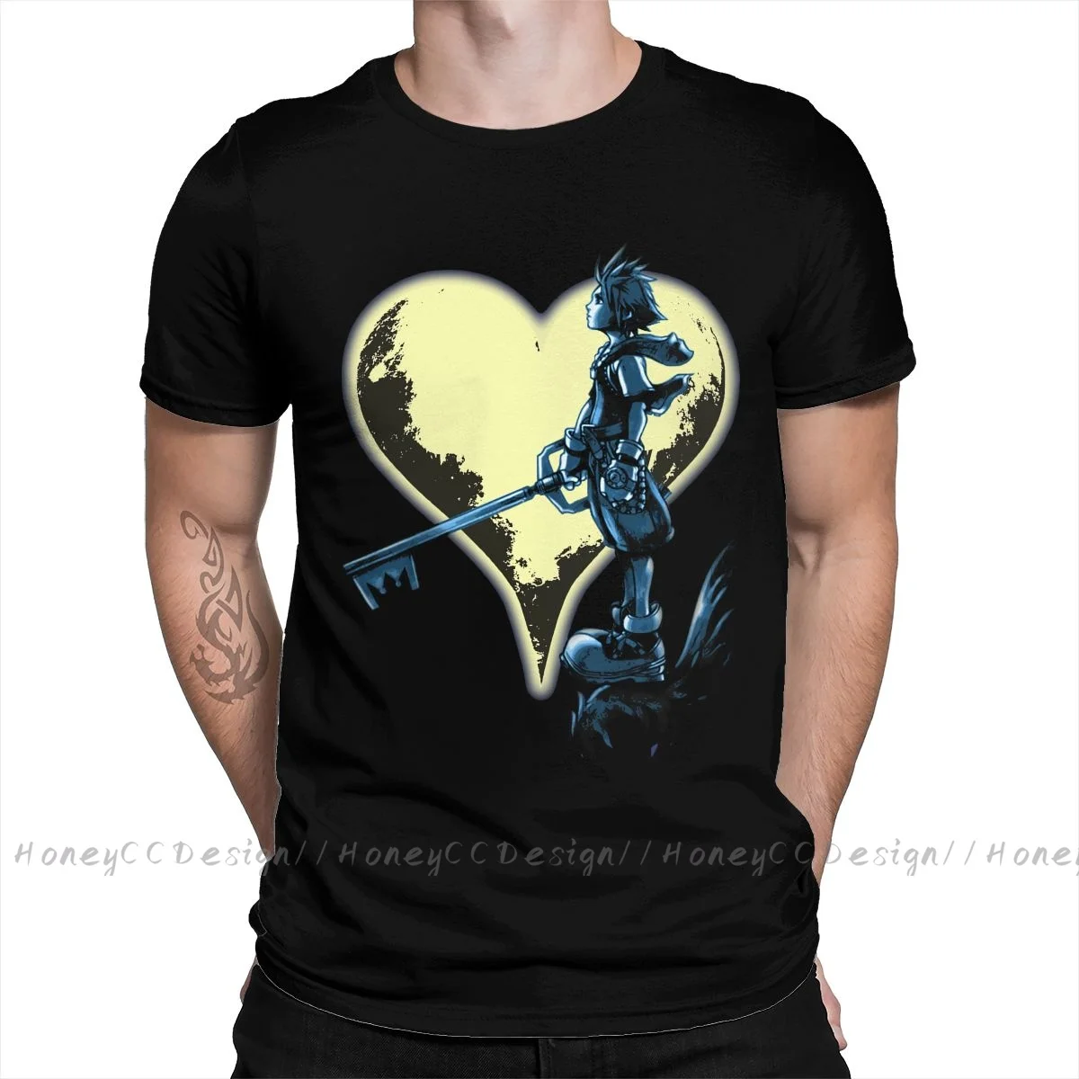 Kingdom Hearts Print Cotton T-Shirt Camiseta Hombre Sora's Kingdom For Men Fashion Streetwear Shirt Gift