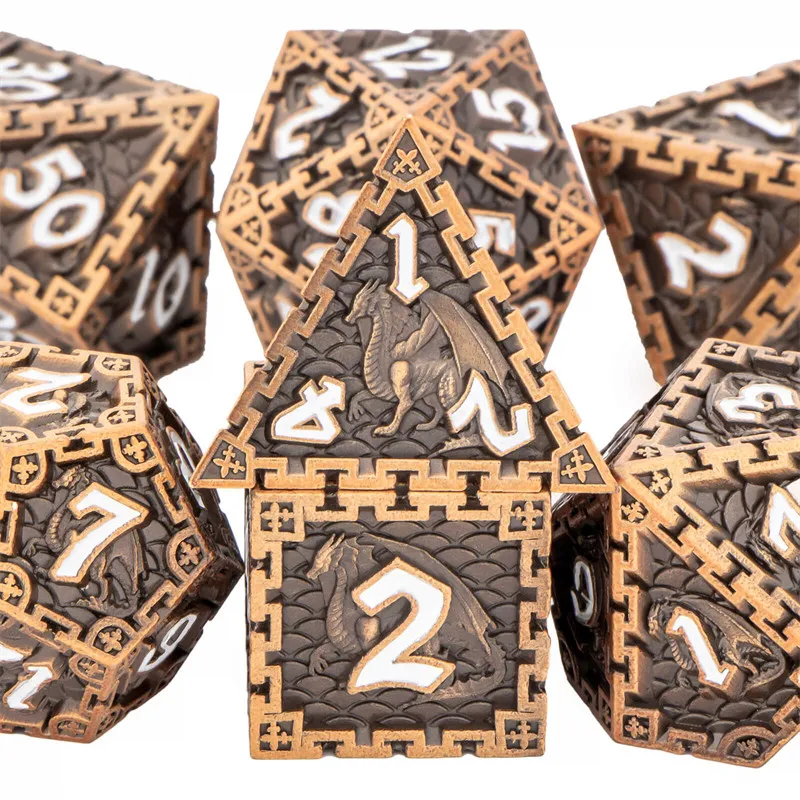 

KERWELLI Dnd Metal Dice Set Gold Dungeon And Dragon D&d D20 D12 D10 D% D8 D6 D4 RPG Role Playing Polyhedral Dice