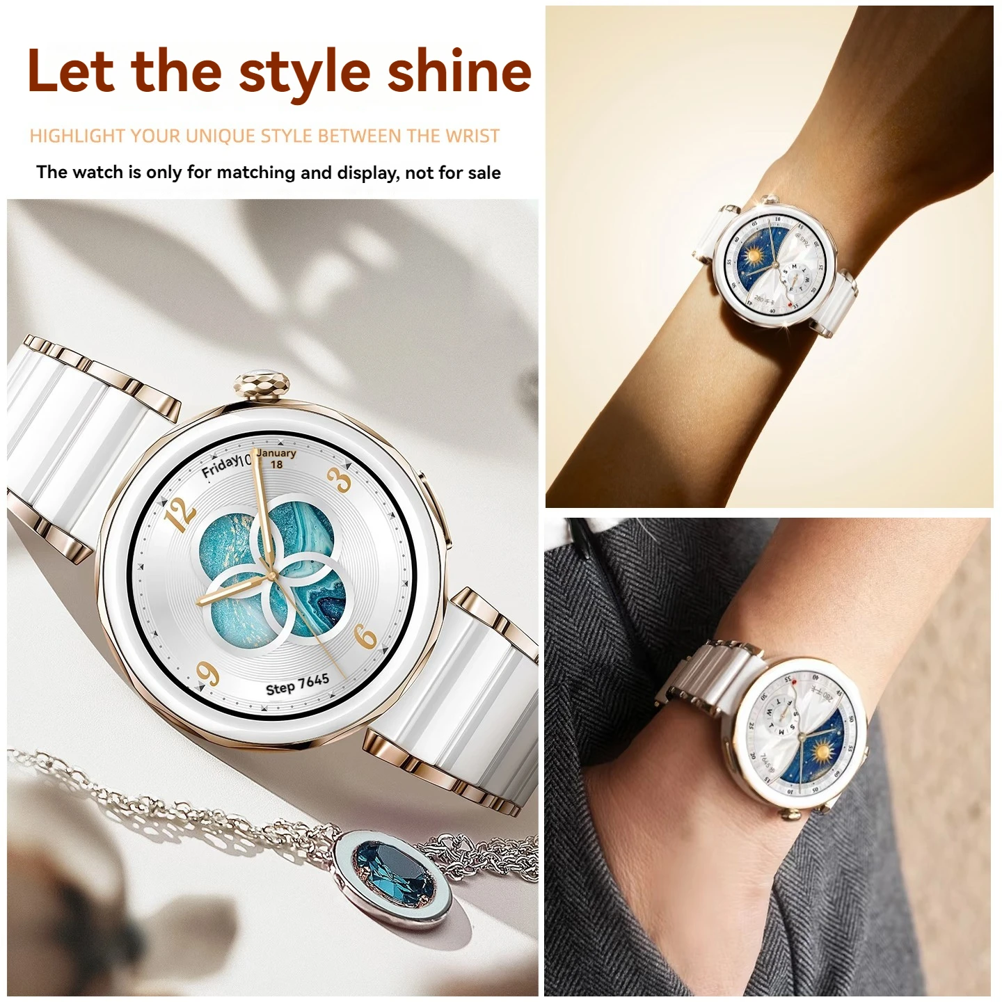 Фото Керамический ремешок для часов Huawei Watch GT5 Pro 42 мм GT6/GT5/GT4 41 мм металлический браслет 18 мм для часов Сменный ремешок-браслет №5