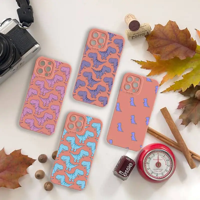 

Dinosaur Baby Cute cartoon Phone Case For iPhone 13 12 11 Pro MAX Mini X XS XR 7 8 Plus Camera Lens Liquid Silicone