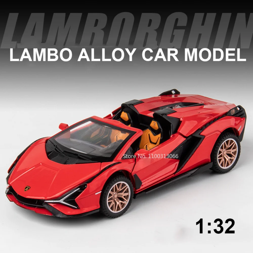

1:32 Lambo SIAN Car Model Metal Diecasts & Toys Vehicles With Light And Sound Alloy Body Pull Back Car Models Kids Toys Boys