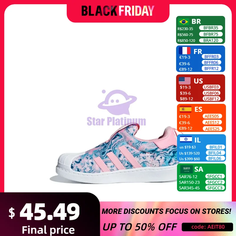 Adidas children's shoes Superstar 360 C Anti-Slip Breathable Low Top Trainers for boy and girl