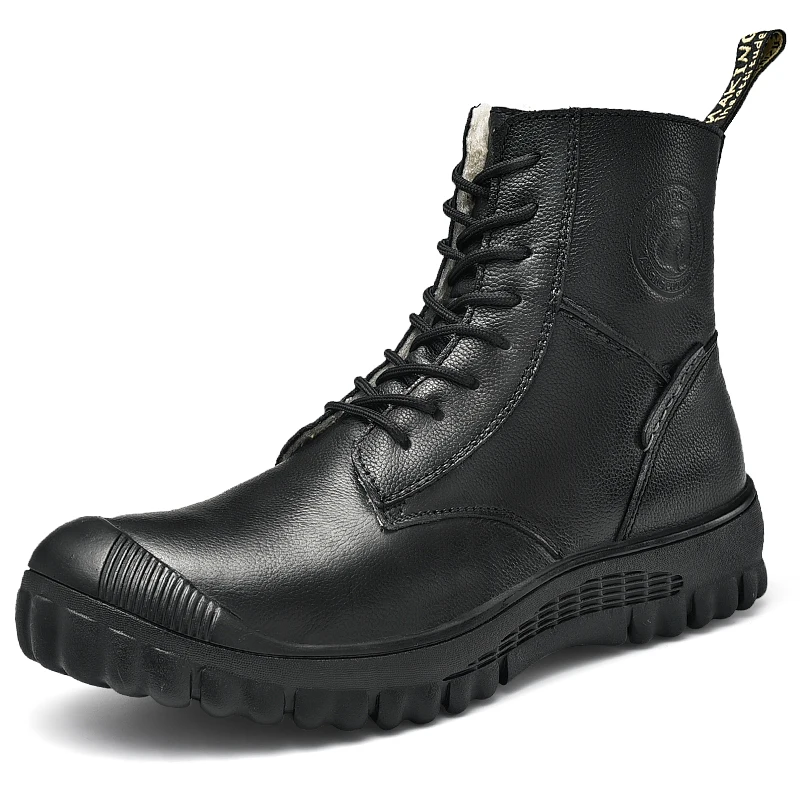 HIKEUP Men's Hiking Shoes Leather Wear-resistant Outdoor Boots Padded Martin boots Men Walking Sneakers Men Sport Trekking