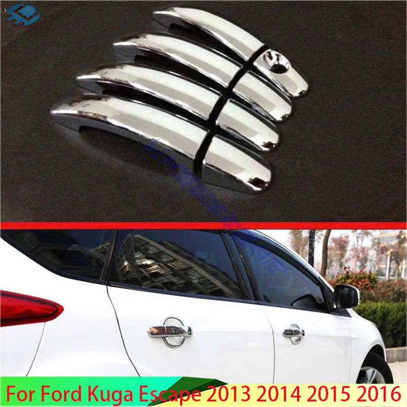 

For Ford Kuga Escape 2013 2014 2015 2016 ABS Chrome Door Handle Cover Without Smart Key Hole Catch Cap Trim Molding Accessories