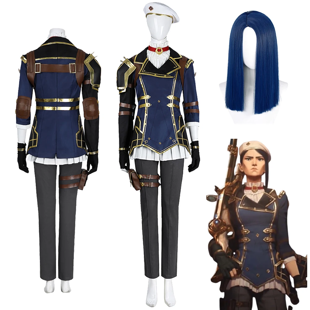 Arcane Кейтлин Кирамман Косплей Фантазия Костюм Игра LOL Шляпа Комплект Маскировка