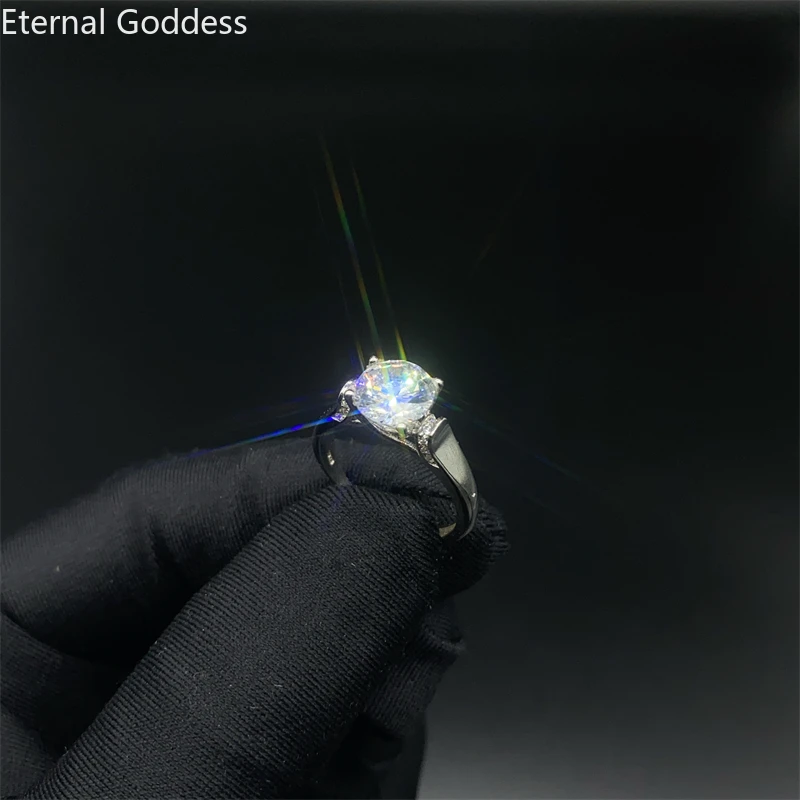 

100% 925 Sterling Silver Created 2ct Round cut Diamond Wedding Engagement Cocktail Women Moissanite Rings Fine Jewelry