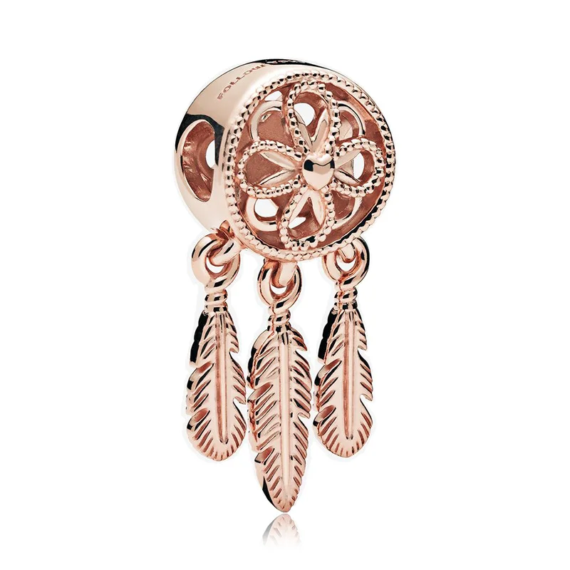 45 Kinds Pink Gold Color Dreamcatcher Flowers Tree Balloon Clip Bead Necklace Fit Original  Charms Bracelets DIY Jewelry