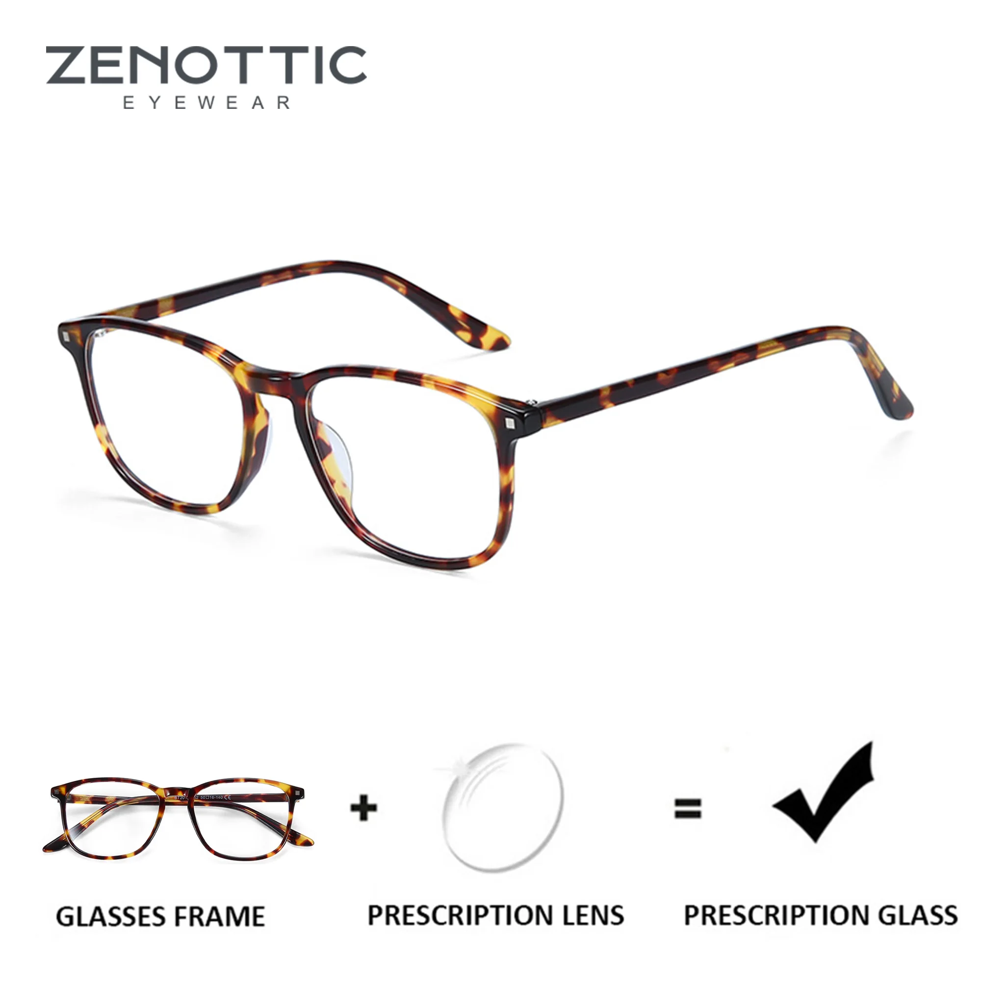 

ZENOTTIC Acetate Prescription Glasses Men Anti-Blue-Ray Myopia Hyperopia Eyeglasses Female Square Optical Photochromic Eyewear