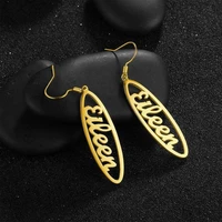 nokmit custom name earrings gold plated stainless steel earrings for women personalized letter pendant mothers day gift jewelry